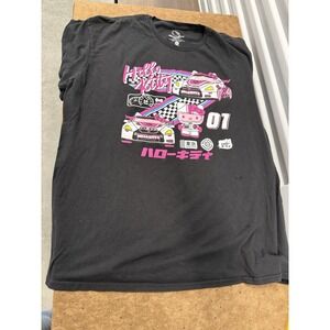 Sanrio Adult Unisex 2XL Hello Kitty Tokyo Speed Racer Black Pink T-Shirt Tee Top